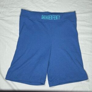 Savage X Fenty Rib Bike Shorts Blue Dolphin Women's M (8-10) Xssential‎